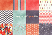 Watercolor Aztec Digital Paper, a Pattern Graphic by Creativeqube Design (Thumbnail 2 of 5)