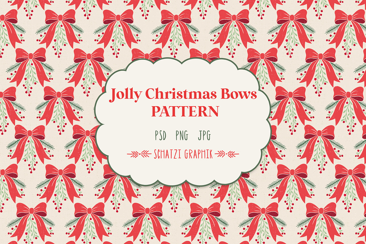 Jolly Christmas Bows Pattern, a Pattern Graphic by Schatzi Graphik (Photo 1 of 7)