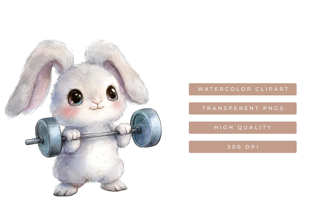Watercolor Cute Animals Workout, an Animal Illustration by SparkyDesignsUS (Photo 7 of 9)