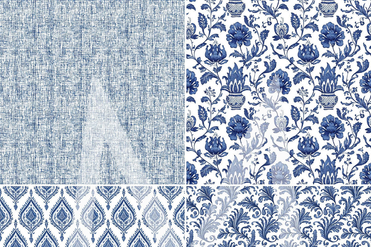 Blue Toile de Jouy Pattern Paper Set, a Pattern Graphic by Maishop (Photo 6 of 15)