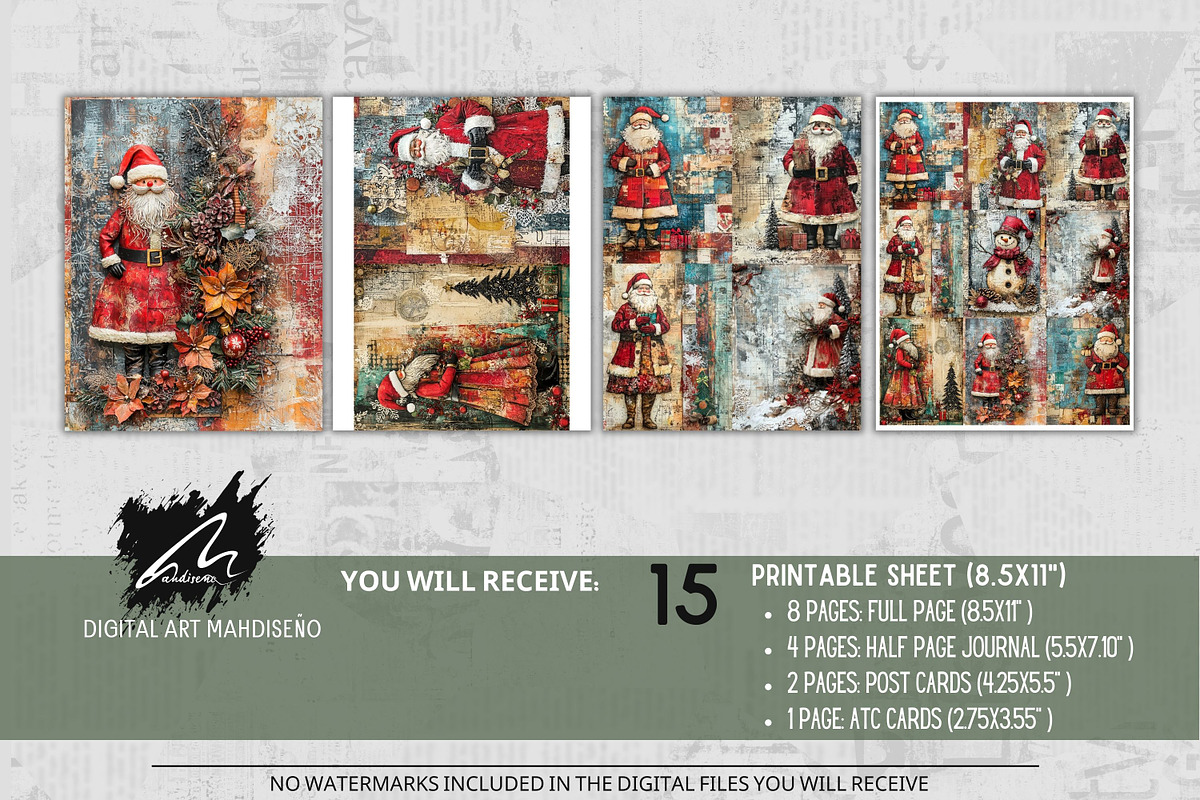 Cute Xmas Santa Claus Journal Pages, a Person Illustration by Digital Art Mahdiseño (Photo 2 of 10)