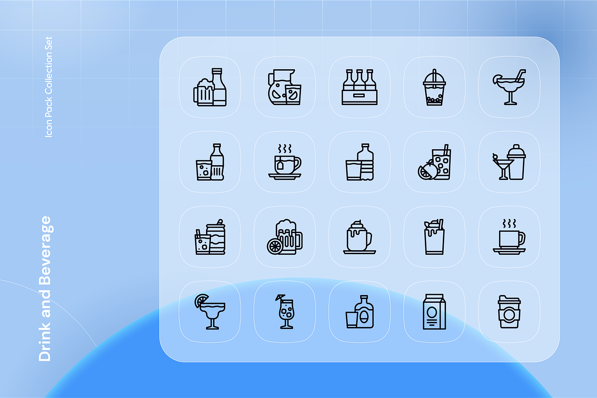 Drink and Beverage Icon Set, an Outline Icon by Nathaya Studio (Photo 2 of 2)