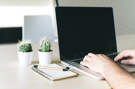 Man working at computer stock photo containing computer and man