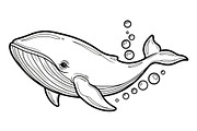 Whale Line Art Vector Bundle, an Illustration by yasushie (Thumbnail 4 of 51)