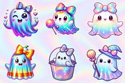Halloween Iridescent Cute Ghost, an Illustration by RobertsArt (Thumbnail 2 of 7)
