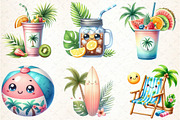 Watercolor Summer Clipart, an Illustration by DreamCafeArt (Thumbnail 2 of 7)