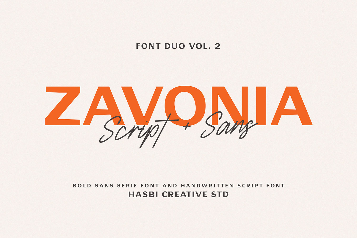 Zavonia – Elegant Script & Sans Font, a Font by Hasbi Creative (Photo 1 of 12)
