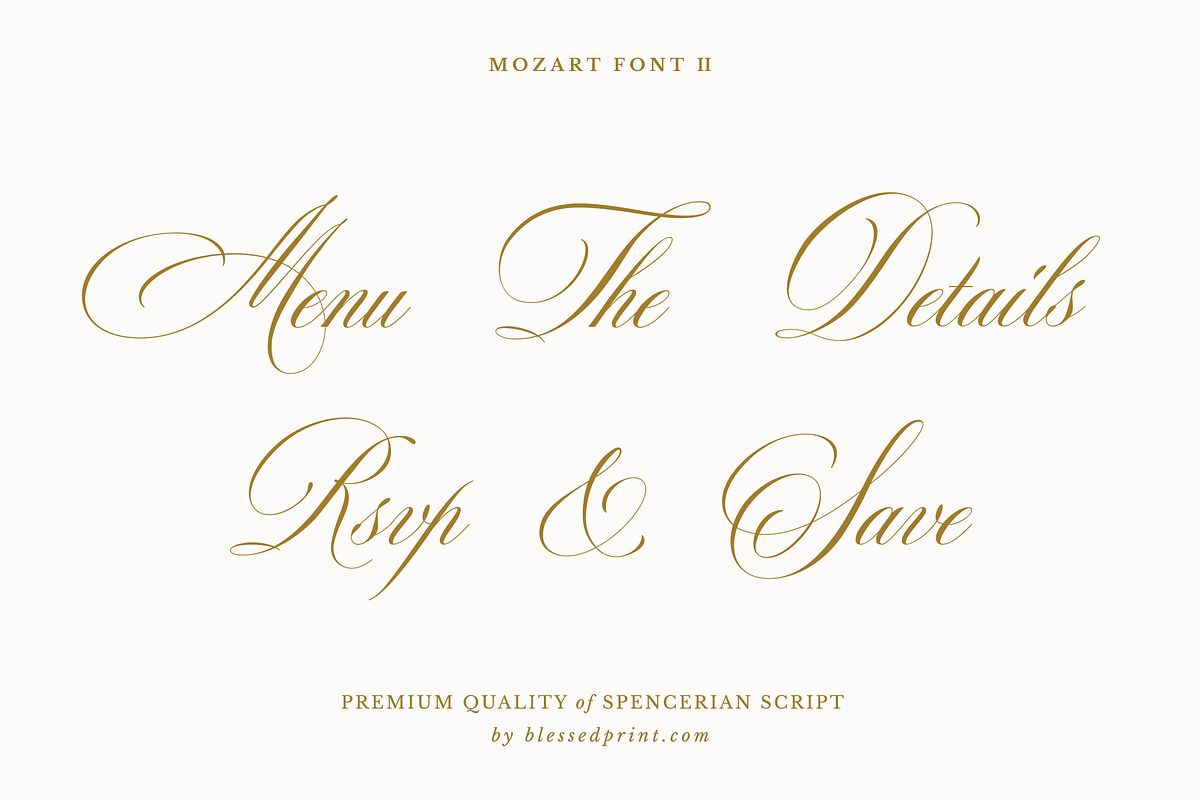 Mozart II - Basic Version, a Script Font by Blessed Print (Photo 8 of 17)