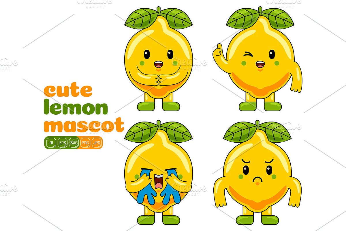 Lemon Mascot Vector Pack, an Illustration by MEDZ (Photo 3 of 5)