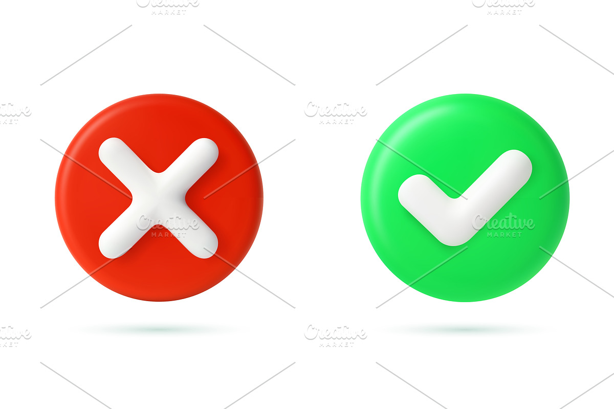 Green tick check mark and cross mark, an Object Illustration by ModVector