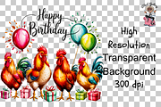 10 Funny Chicken Birthday PNG, a Graphic by Black Gallery (Thumbnail 11 of 11)