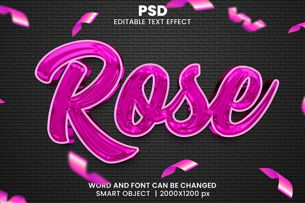 Rose 3d Editable Psd Text Effect, a Brushes & More by bdrobin (Photo 1 of 2)
