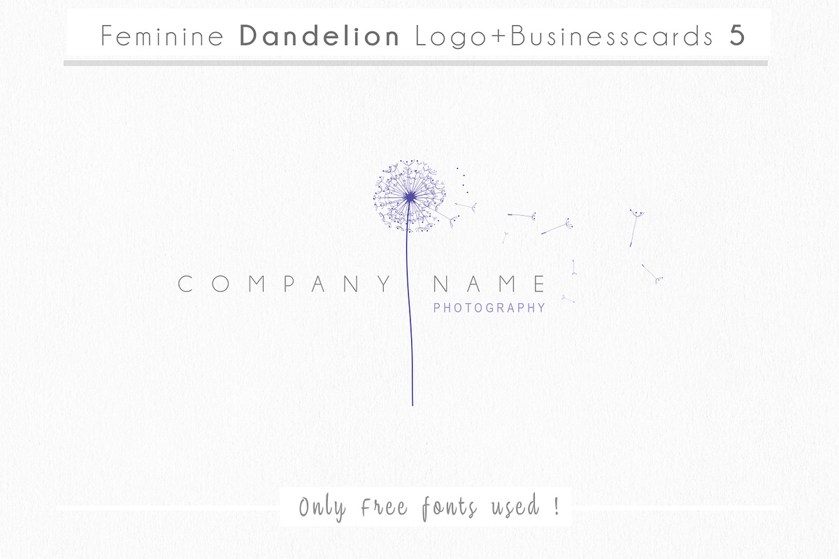 Feminine Dandelion logo+Businesscard, a Branding & Logo Template by Whimsical Logoshop (Photo 1 of 2)