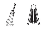 Cricket Bat and Wicket Vector Icons, an Object Graphic by Billah Hub (Thumbnail 2 of 3)