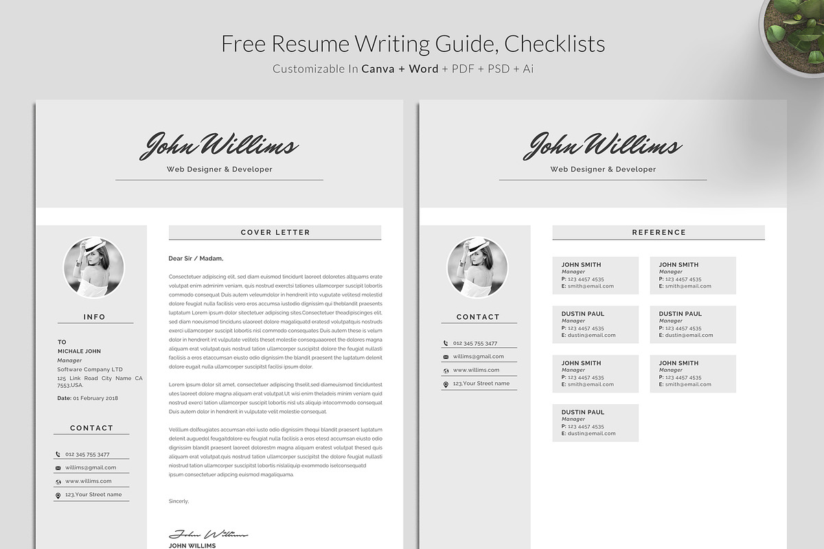 Resume / CV Template | Canva & Word, a Resume Template by CreativeZoom (Photo 3 of 7)