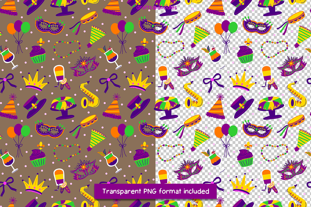 Mardi Gras Parade Graphics Set, a Pattern Graphic by Drafts n Doodles (Photo 7 of 12)
