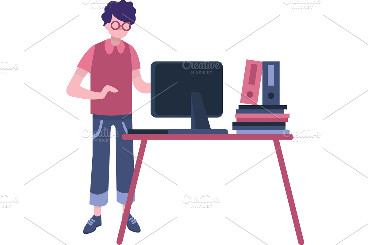 Vector man and online education, an Education Illustration by vectorpointstudio