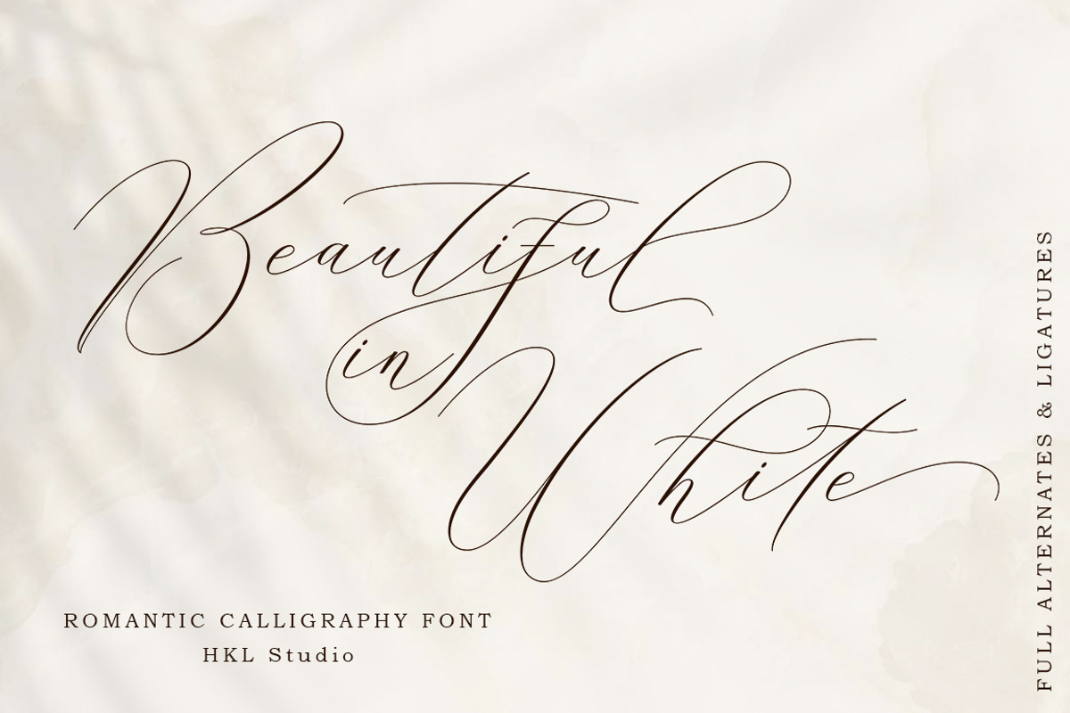 Beautiful in White, a Script Font by HKL Studio (Photo 1 of 12)