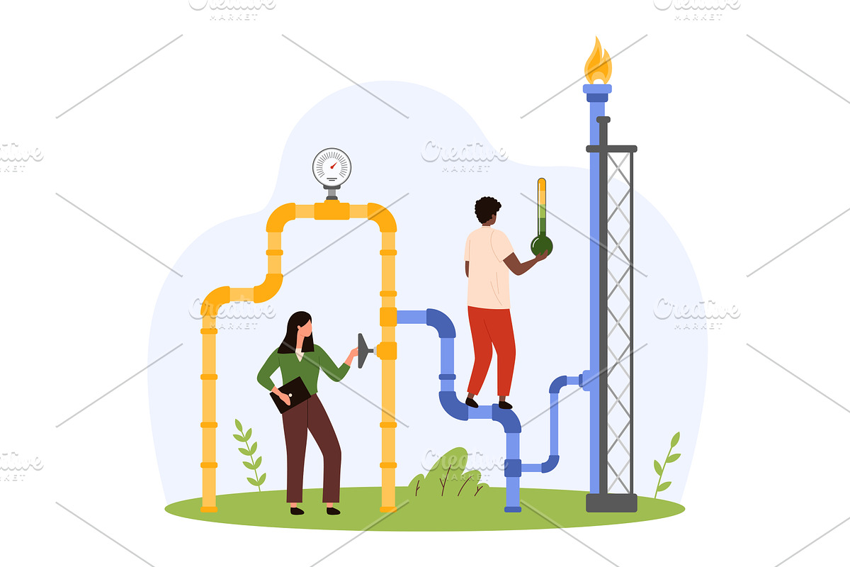 Natural gas pipeline inspection, an Illustration by Flashvector