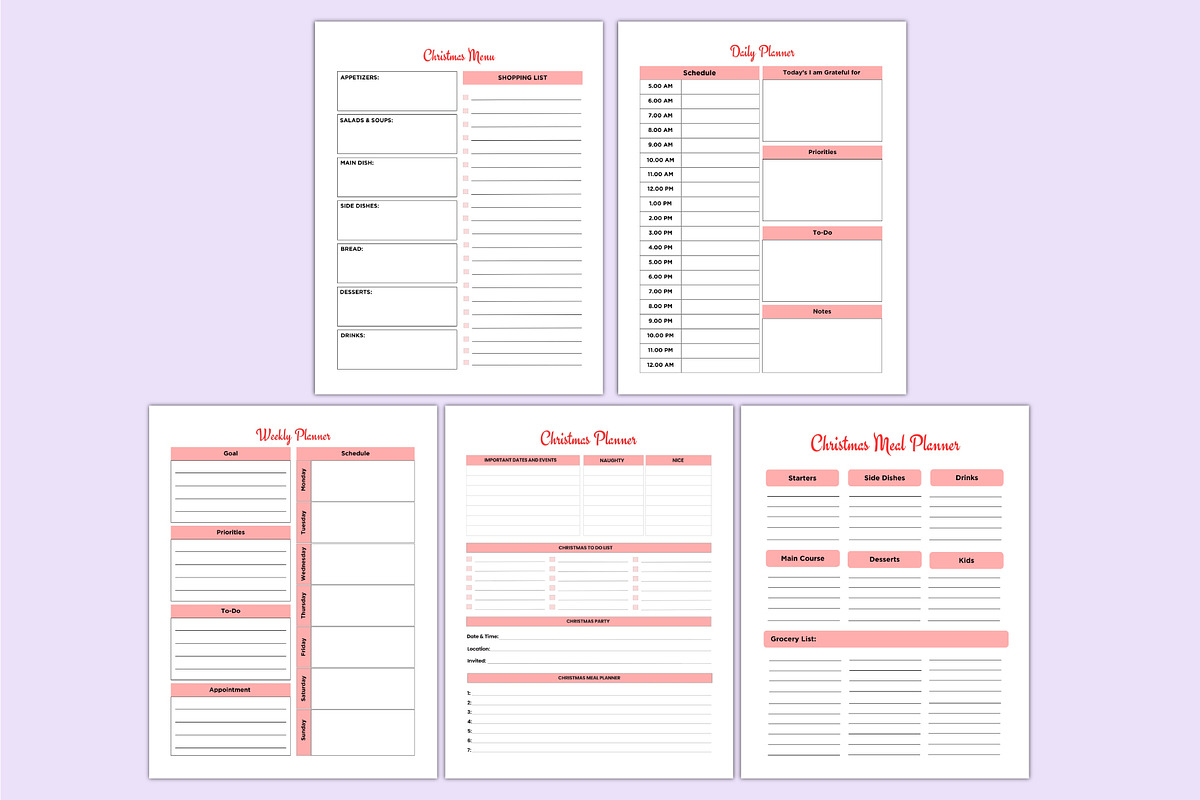 Christmas Meal Planner For Canva, a Stationery Template by Shumaya (Photo 2 of 4)