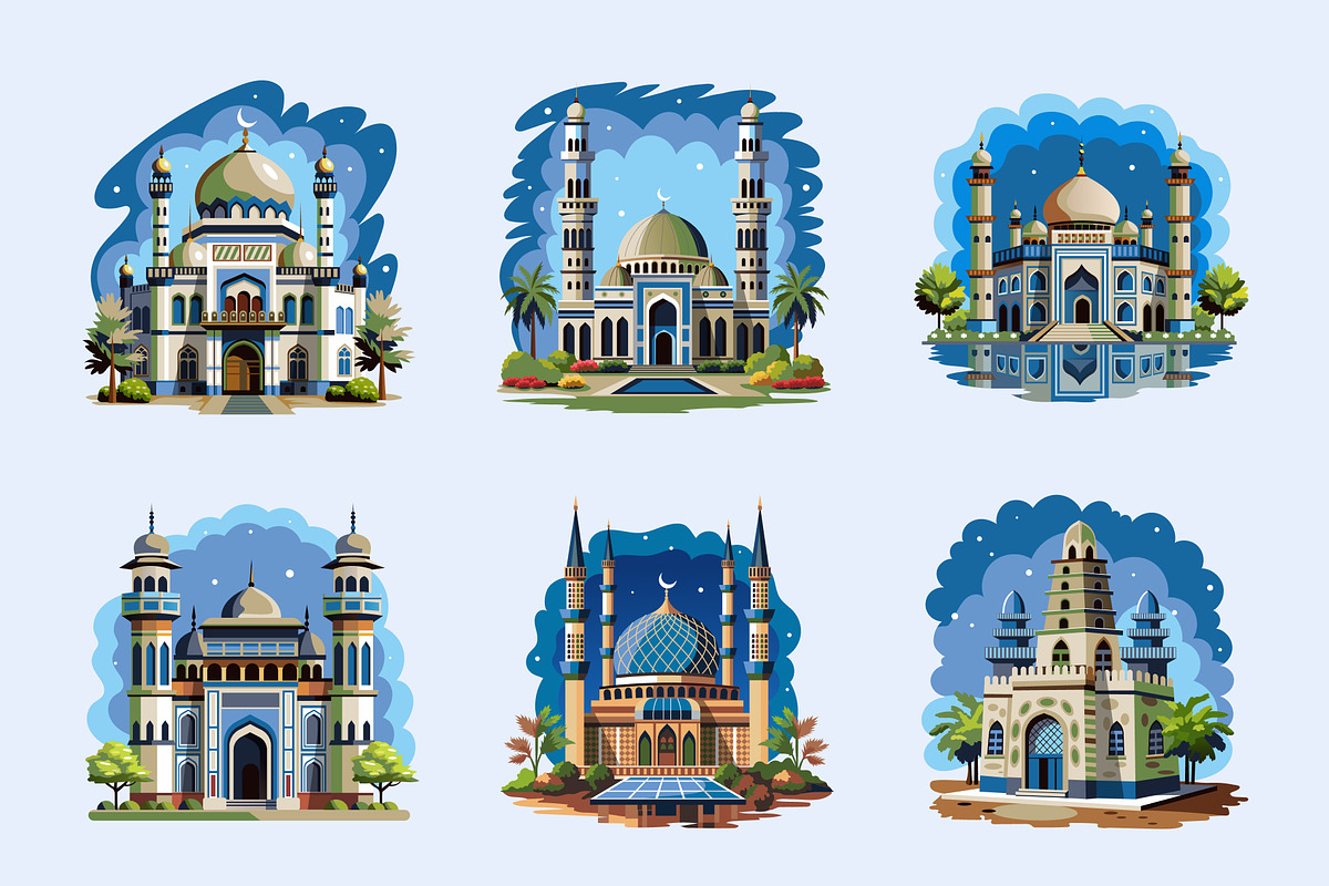 Mosque Illustration Art Set, a Decorative Illustration by Prosymbols (Photo 9 of 10)