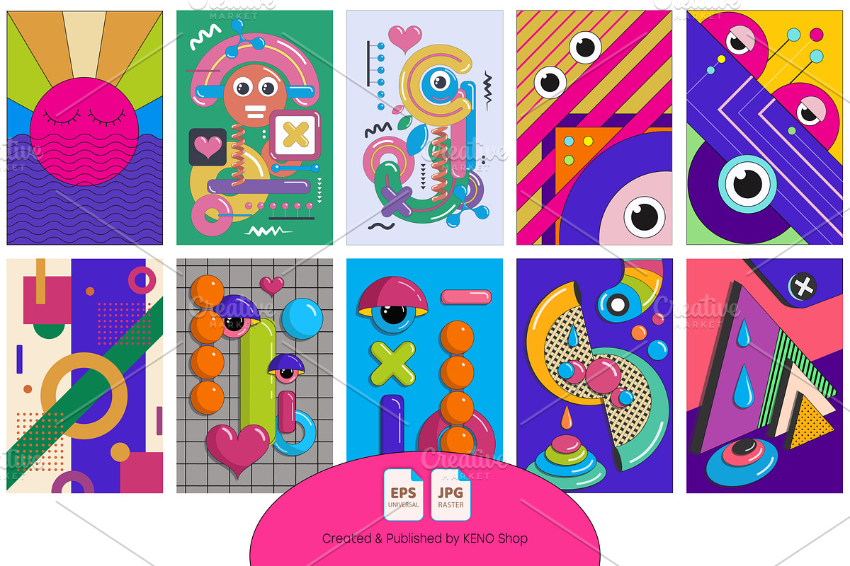 Big bundle 40 cartoon posters. Art., an Animal Illustration by KENO Mascots (Photo 5 of 5)