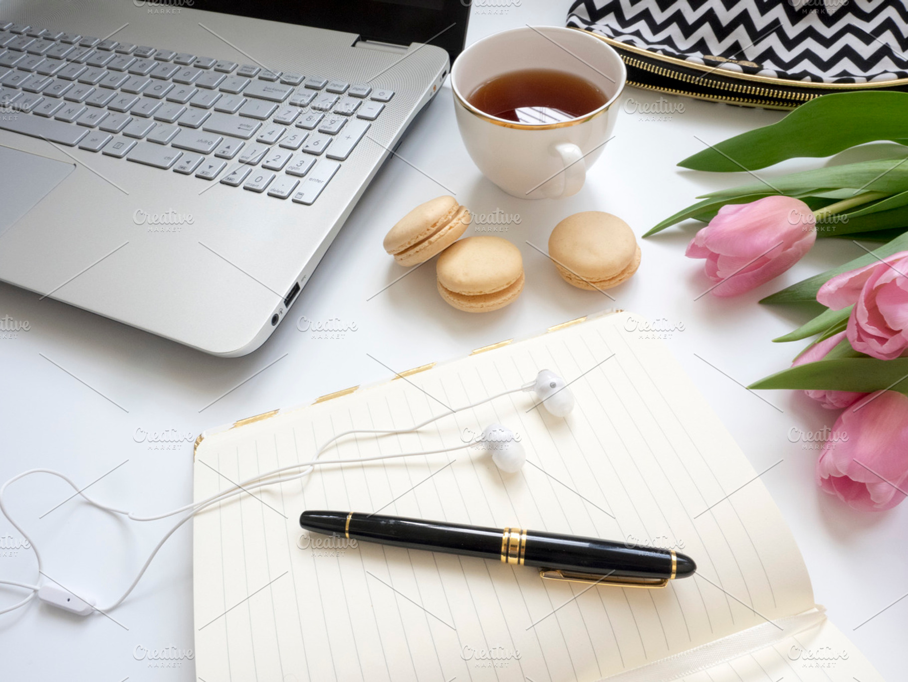 Modern and clean styled desk mock up containing flat lay, modern, and clean, a Business Photo by Imagefountain Photos