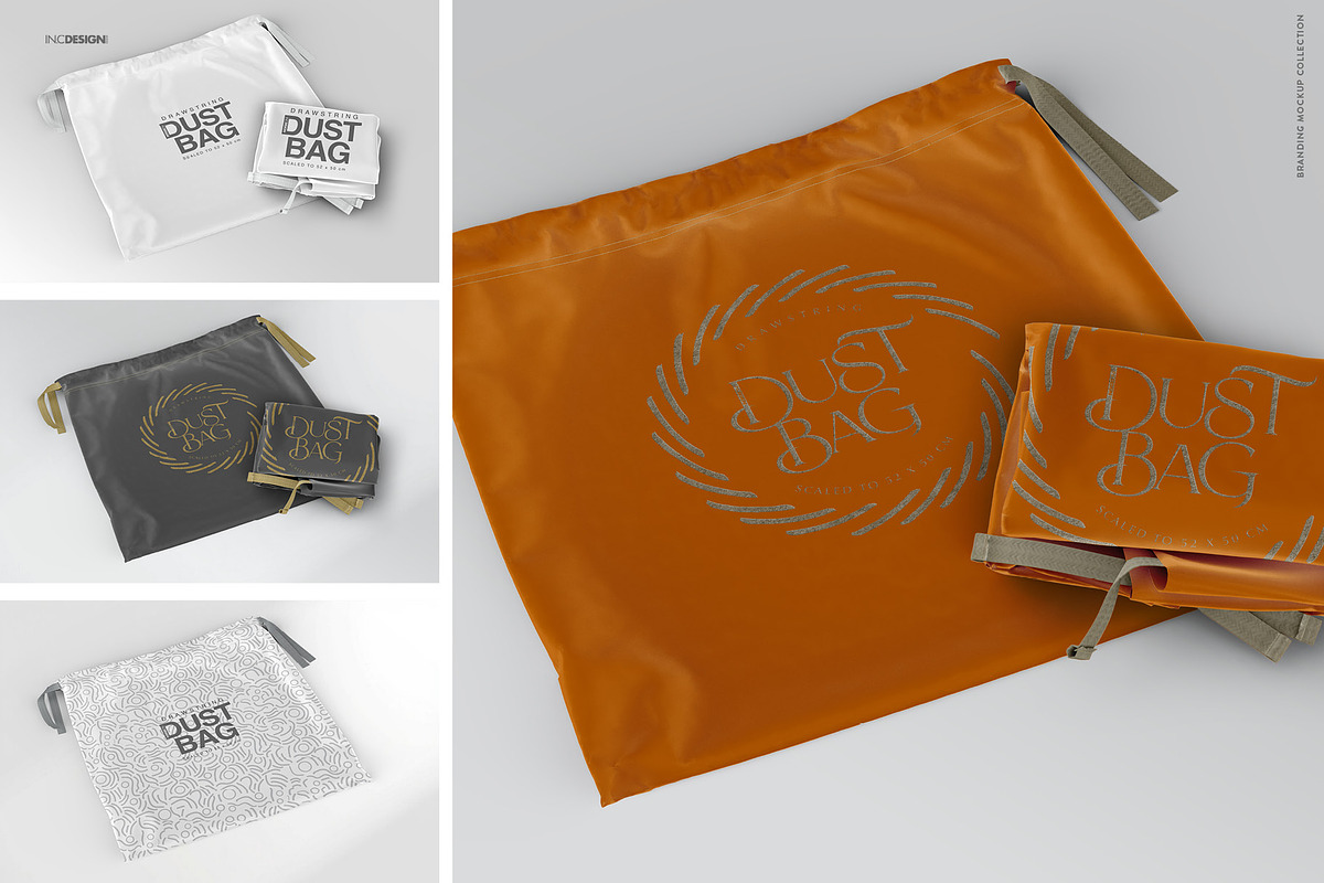 Drawstring Dust Bag Packaging Mockup, a Packaging Mockup by INCDesign (Photo 4 of 9)