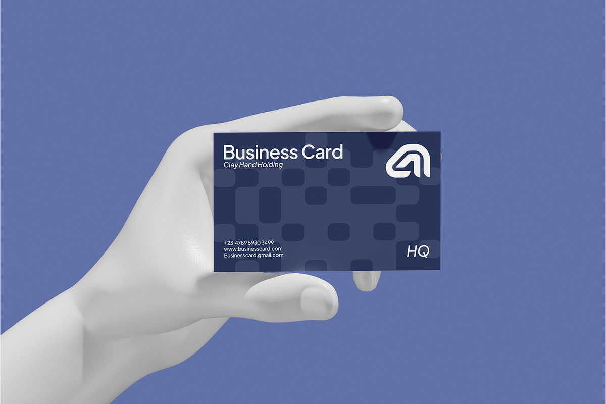 Clay Hand Holding Business Card Mock, a Merchandise Mockup by Permadi Creative (Photo 2 of 5)