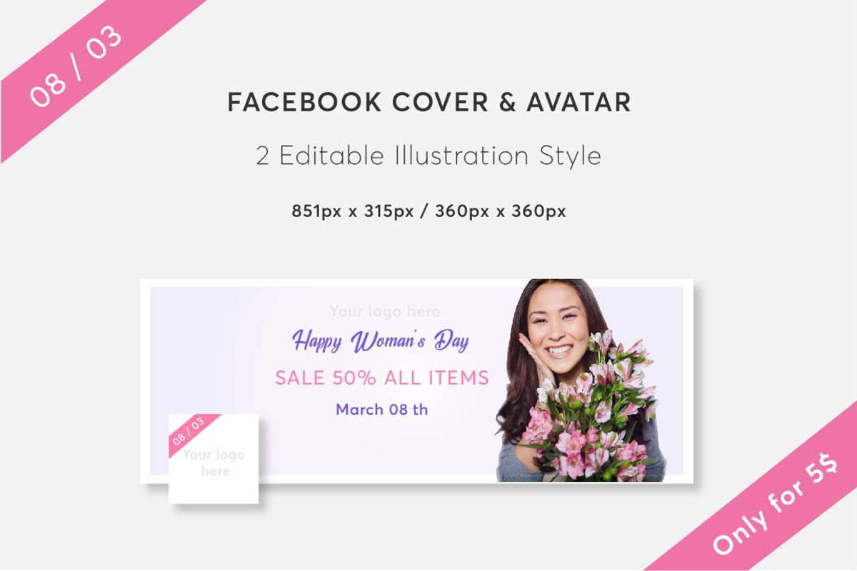 Woman's Day FB Illustration Cover, a Websites & App Template by RedRiver Studio (Photo 2 of 3)