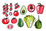 Vegetables vector sketch watercolor, a Food Illustration by irina.vaneeva (Thumbnail 2 of 18)