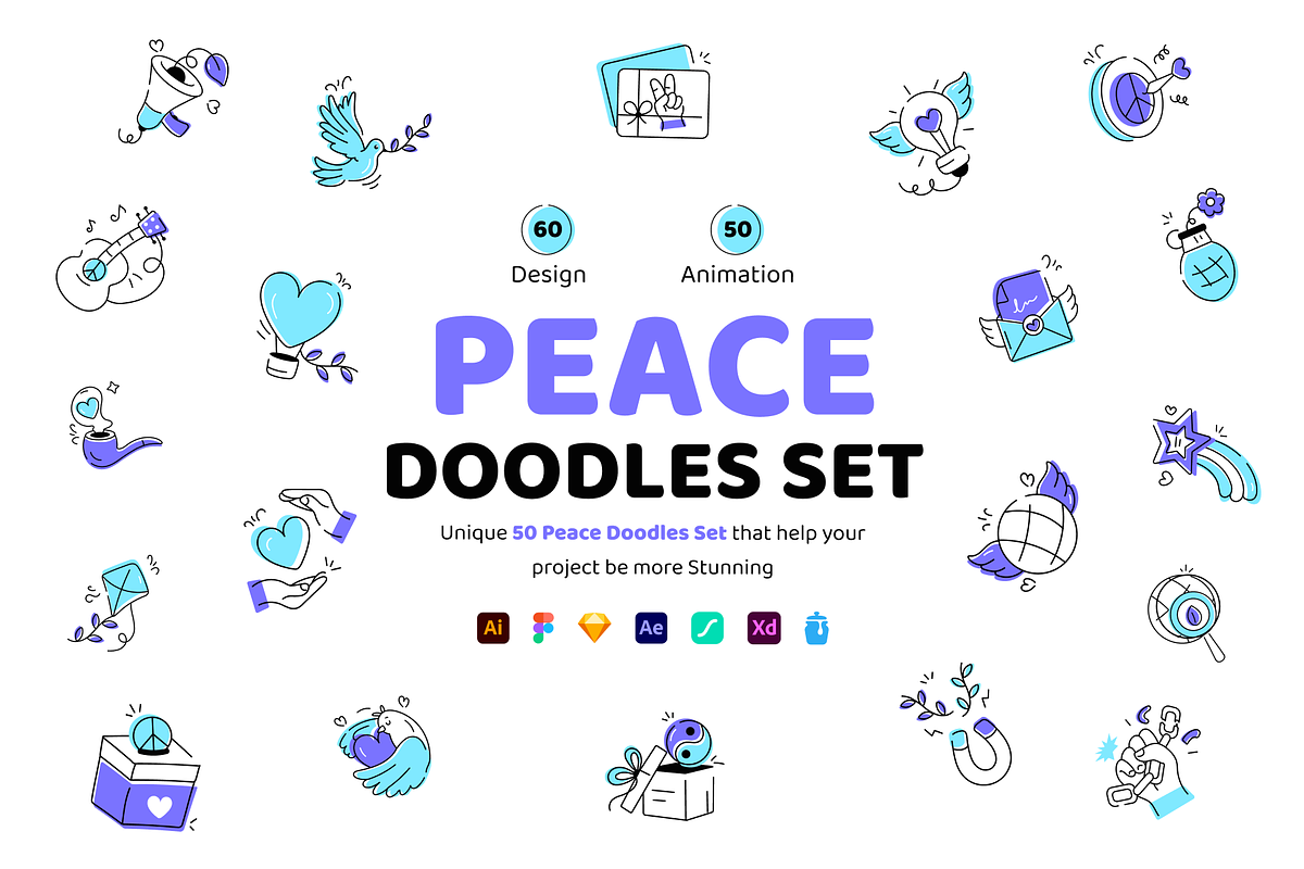 Animated Peace Doodle Icons, a Duotone Icon by Vectors Market (Photo 1 of 6)