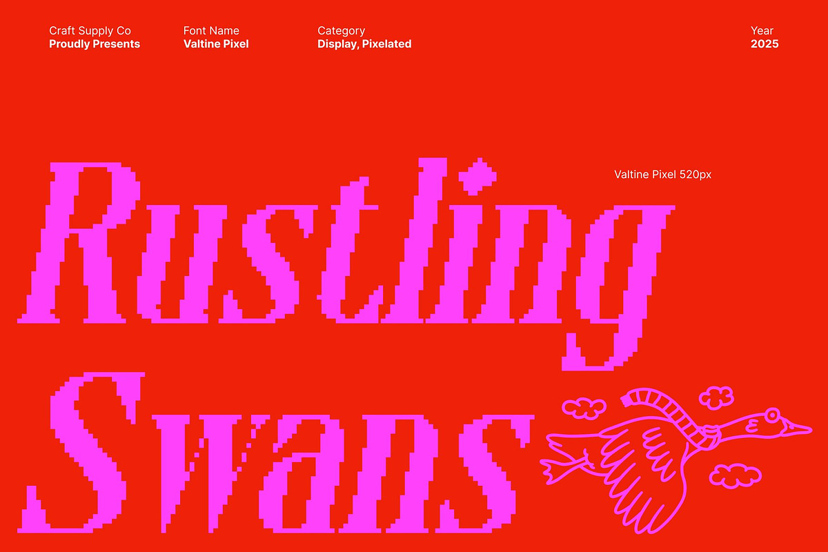 Valtine Pixel, a Serif Font by Craft Supply Co. (Photo 2 of 8)