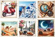 Watercolor Travel Postage Stamp PNG, an Illustration by Designking (Thumbnail 2 of 4)