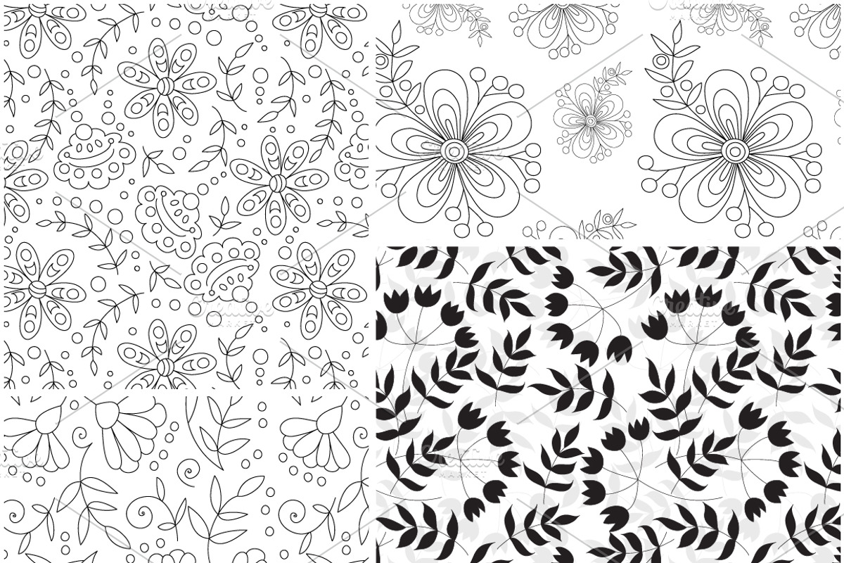 21 flower and leaf seamless patterns, a Pattern Graphic by Ivga (Photo 3 of 3)