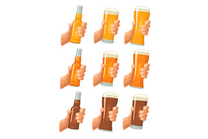 Male hand holding a glass with four, a Food Illustration by MoreVector