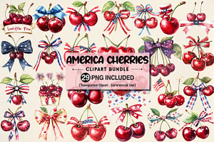 Patriotic America Cherries PNG, an Illustration by Pixels.Craft