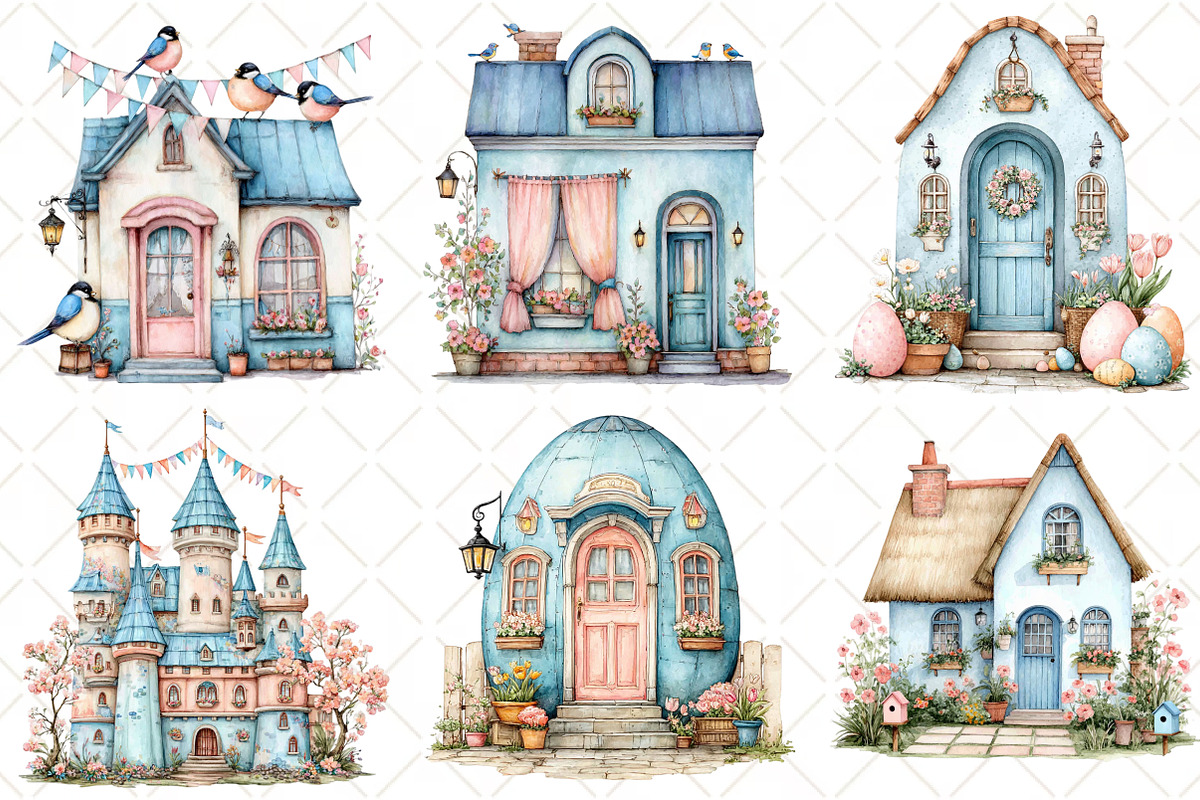 Whimsical Spring House Clipart, an Illustration by Black Bird Studio (Photo 3 of 7)
