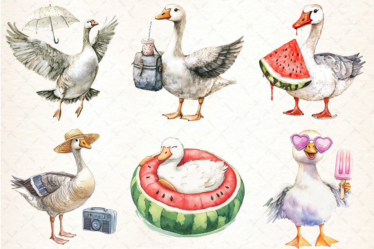 Silly Summer Goose Clipart, an Illustration by DreamCafeArt (Photo 2 of 3)
