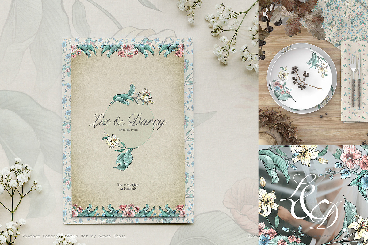 Vintage Garden Flowers, a Decorative Illustration by Evenif (Photo 21 of 22)