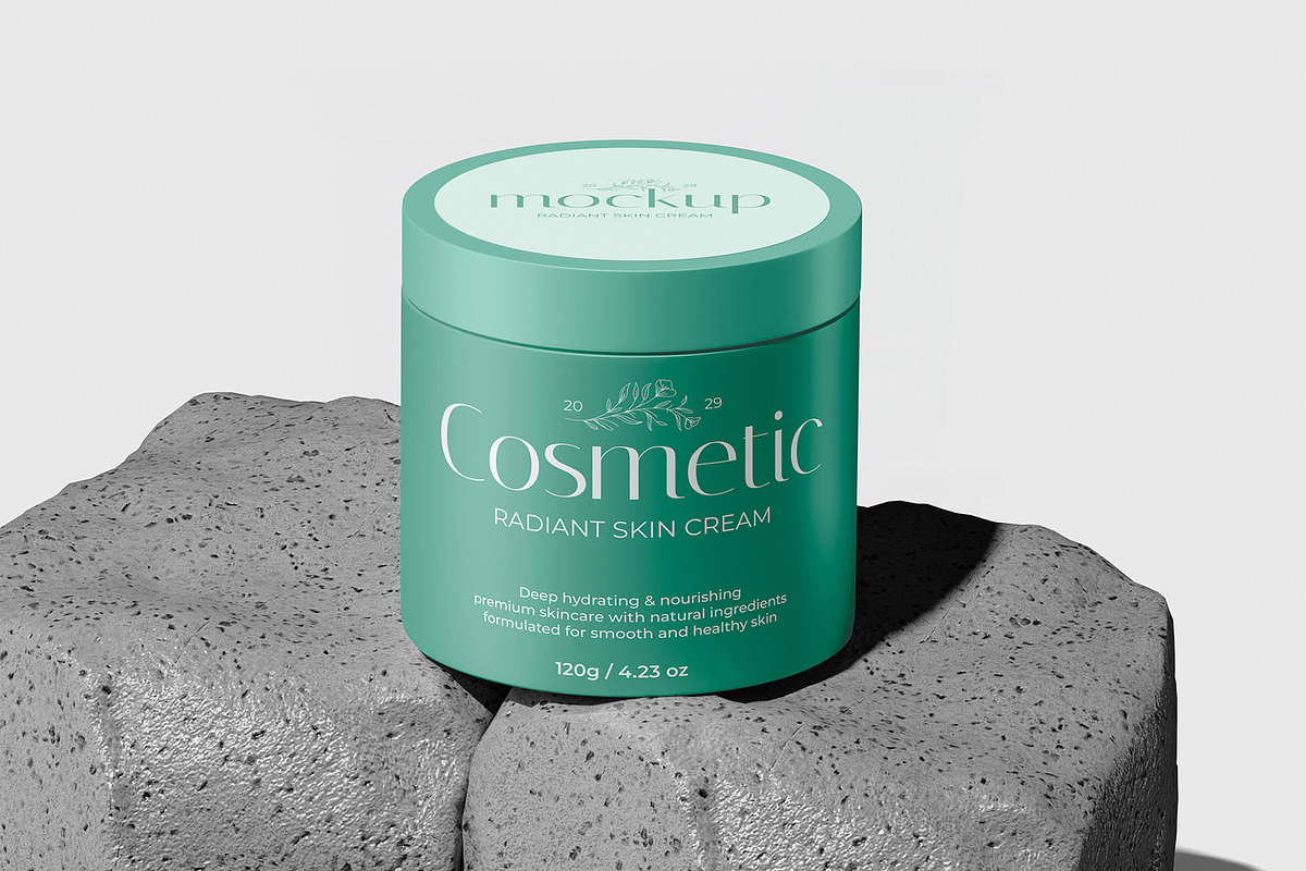 Cosmetic Cream Jar Mockup, a Packaging Mockup by Unerispace (Photo 4 of 5)