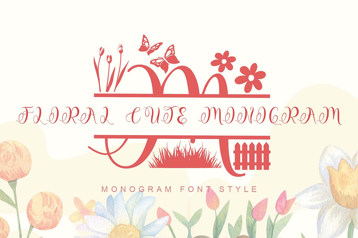 Floral Cute Monogram, a Handwritten Font by Yoga Letter (Photo 1 of 6)