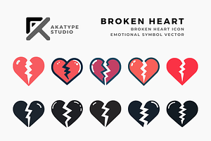 Broken Heart Icon Vector, an Icon by Akatype Studio