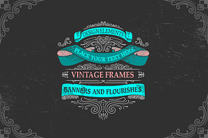 SET of vintage frames and badges