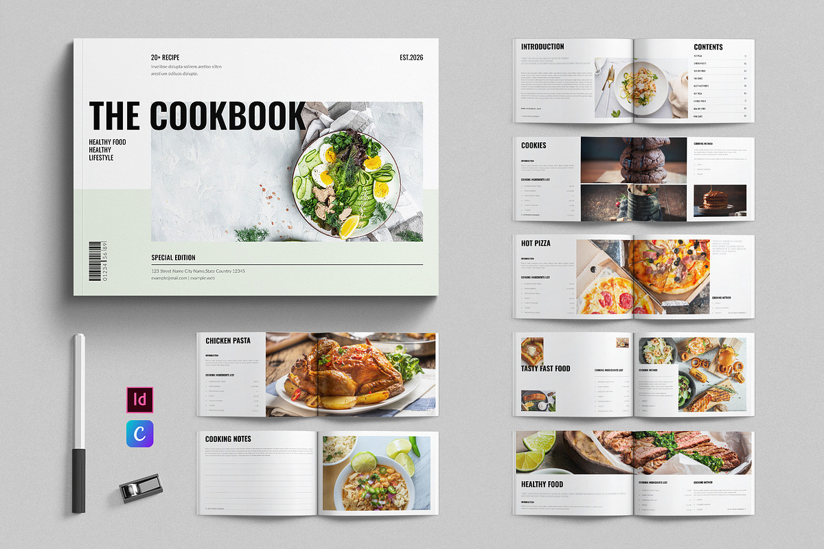 Cookbook Recipe Book Landscape, a Brochure Template by E-Type (Photo 1 of 7)