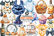 Halloween Baby Shower Clipart Bundle, an Illustration by Canvas Craft (Thumbnail 1 of 8)