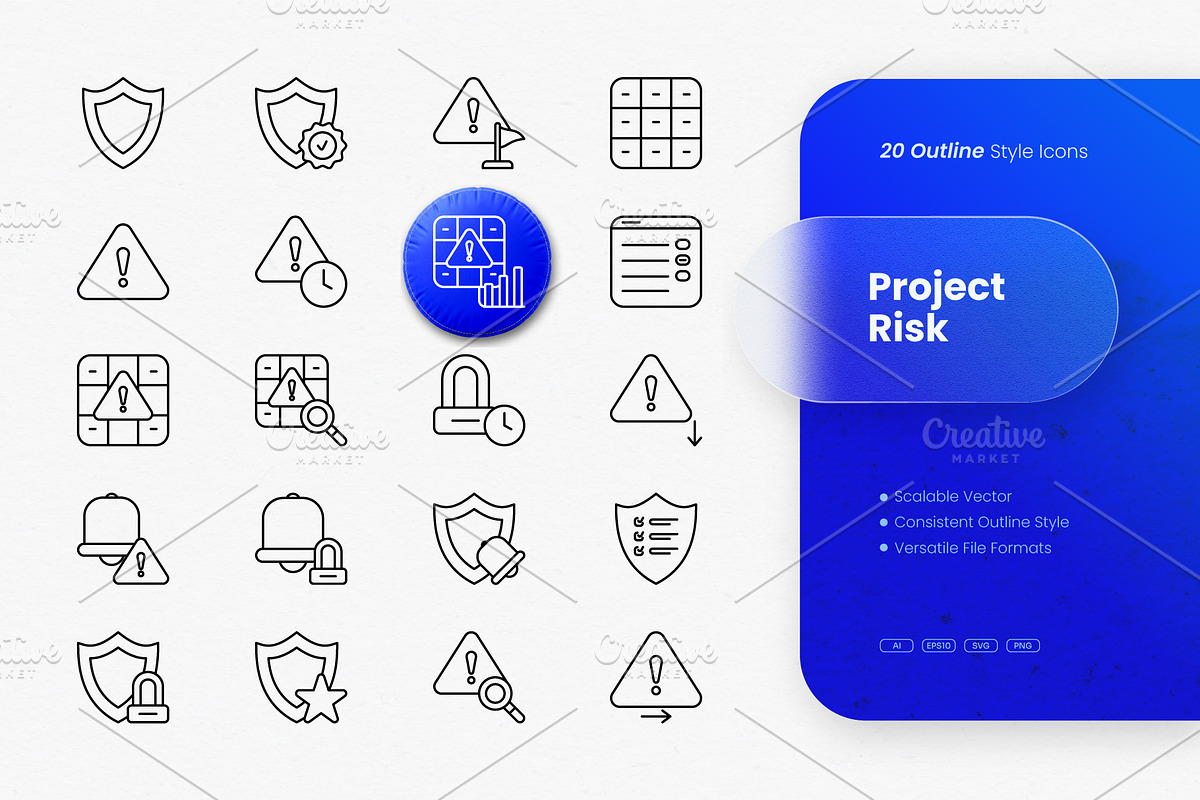 Project Risk Outline Icons, an Outline Icon by cidcud_graphic (Photo 1 of 3)