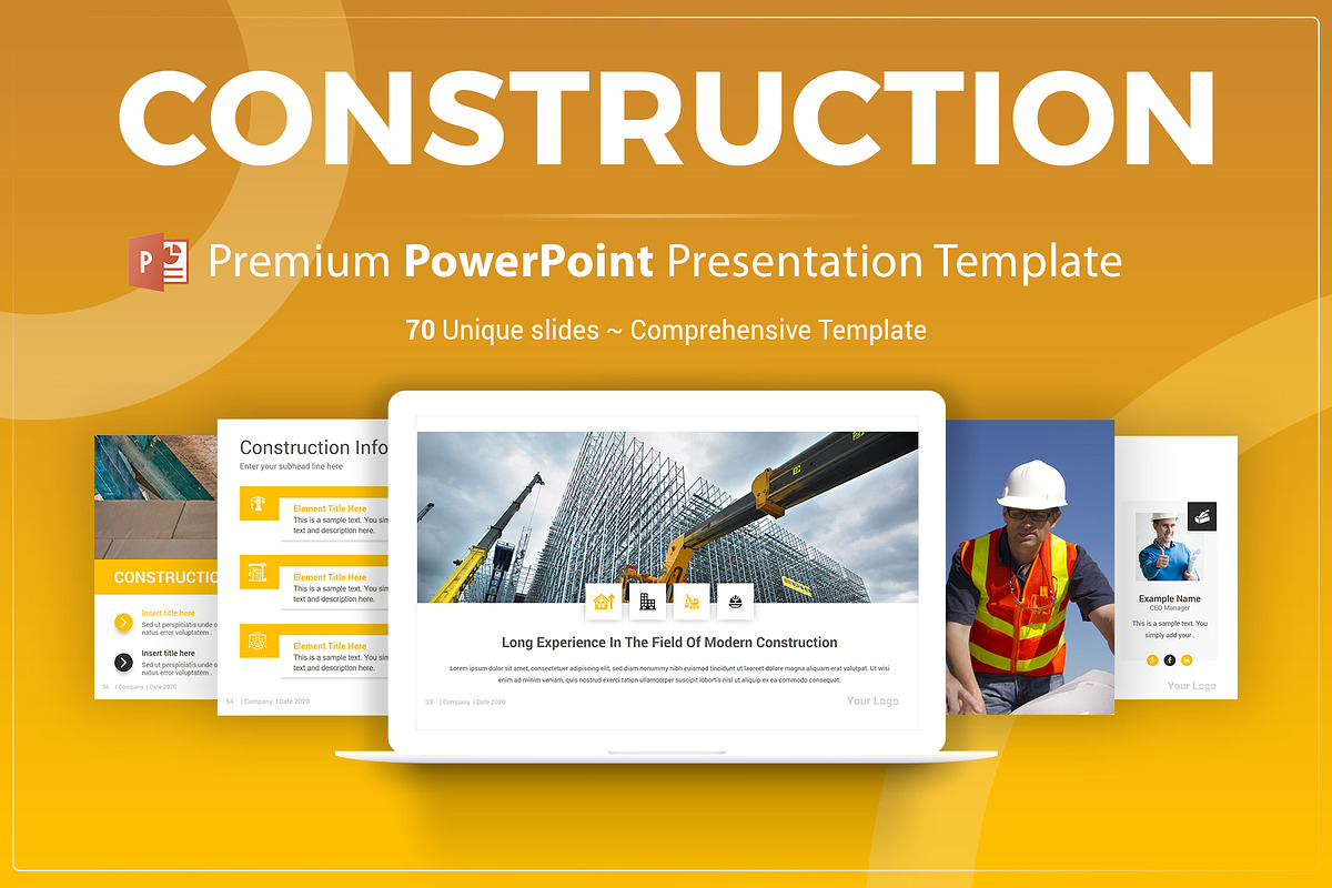 Construction PowerPoint Template, a Presentation Template by SlideOne (Photo 1 of 12)