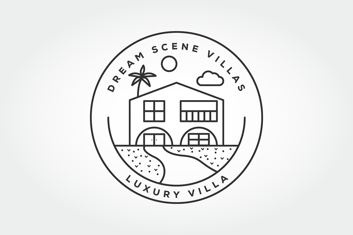 luxury villa line art icon logo, a Branding & Logo Template by PrastHF