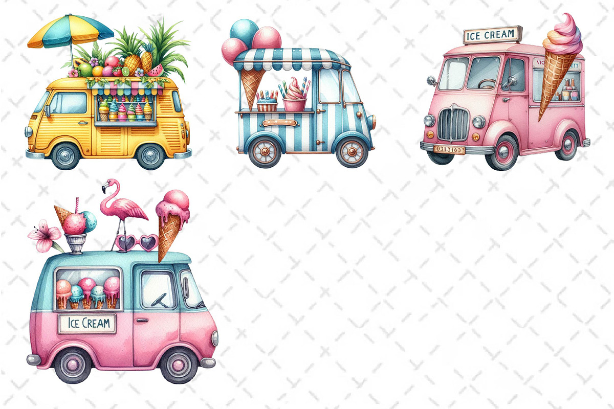 Summer Ice Cream Truck Clipart, an Illustration by Dream Creation (Photo 6 of 6)